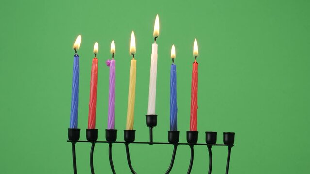 Hanukkah menorah sixth night candle 4k 10bit greenscreen 6