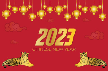 Fototapeta na wymiar Happy chinese new year 2023, tiger year banner