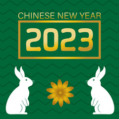 Happy chinese new year 2023 with rabbits, new year wish post, chinese new year background