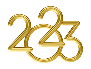 Number 2023 golden in 3d render illustration