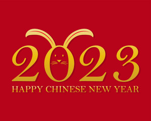 Happy chinese new year 2023 with rabbit ears, new year wish post, chinese new year background