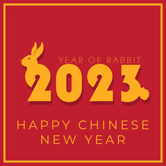 Happy chinese new year 2023 with rabbits, new year wish post, chinese new year background