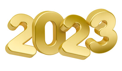 Number 2023 golden in 3d render illustration