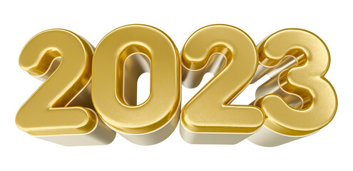 Number 2023 golden in 3d render illustration