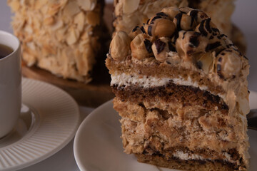 photo slice of hazelnut cake