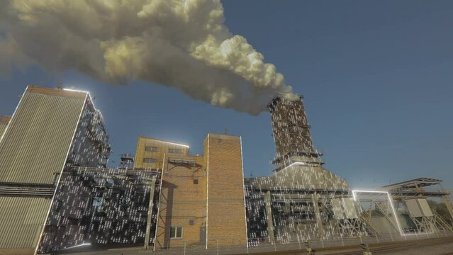 Smoke from the chimney of a large factory. Visualization of environmental pollution. The concept of harmful emissions from the factory chimney