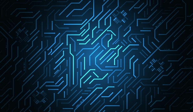 Cyber connection on the blue background. Hi-tech communication design. Electronic vector illustration. Abstract modern digital science technology futuristic circuit board.