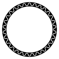 Round decorative pattern for the design of frames and banners. Texture chain in a round frame. The outline of the circle's border clings to a black-and-white silhouette highlighted in the background.