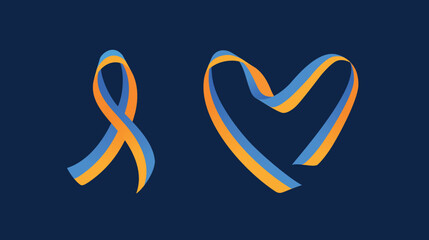 Fototapeta premium Ukrainian flag ribbons isolated on blue. Vector set.