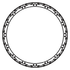 Round decorative pattern for the design of frames and banners. Texture chain in a round frame. The outline of the circle's border clings to a black-and-white silhouette highlighted in the background.