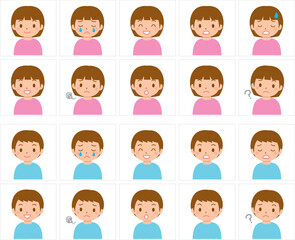 子供の表情アイコンセット