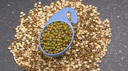 Green Mung Beans Also Know as Mung Dal, Vigna Radiata, Green Beans or Moong Dal isolated on White Background