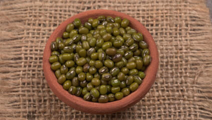 Green Mung Beans Also Know as Mung Dal, Vigna Radiata, Green Beans or Moong Dal isolated on White Background