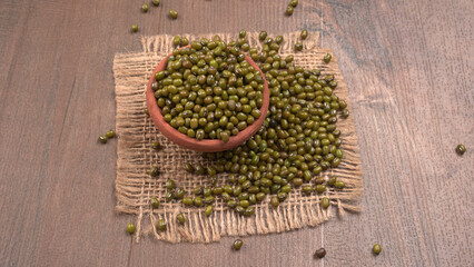 Green Mung Beans Also Know as Mung Dal, Vigna Radiata, Green Beans or Moong Dal isolated on White Background