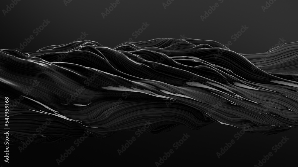 Poster seamless loop abstract background. line particles wave background 3d render. wavy backdrop. space su