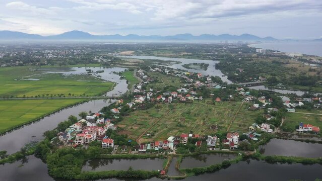AERIAL VIEW OF TRA QUE VILLAGE IN WORLD HERITAGE LISTED HOI AN, VIETNAM