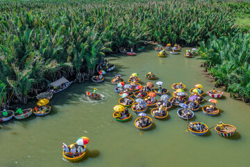 VIEW OF RUNG DUA BAY MAU OR COCONUT WATER ( MANGROVE PALM ) FOREST 7 HECTA IN CAM THANH VILLAGE,...