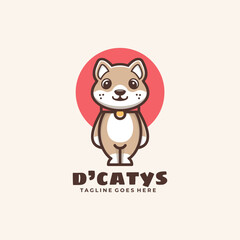 Mascot Cartoon Character Kitten Vector Logo Design Vector Illustration Template Idea