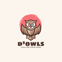Mascot Cartoon Character Owl Logo Design Vector Illustration Template Idea
