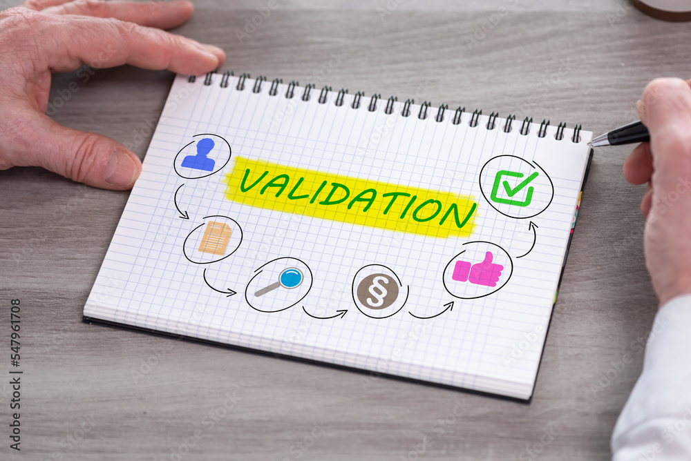 Wall mural validation concept on a notepad