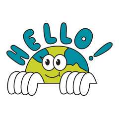 Hello Earth Sticker Pack Color 2D Illustration