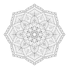 Circular mandala pattern. Body decoration, tattoo, mahendi. Eastern culture. Coloring book for relaxation