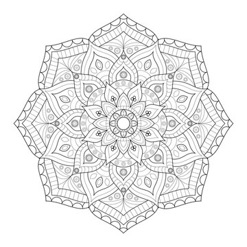 Circular mandala pattern. Body decoration, tattoo, mahendi. Eastern culture. Coloring book for relaxation