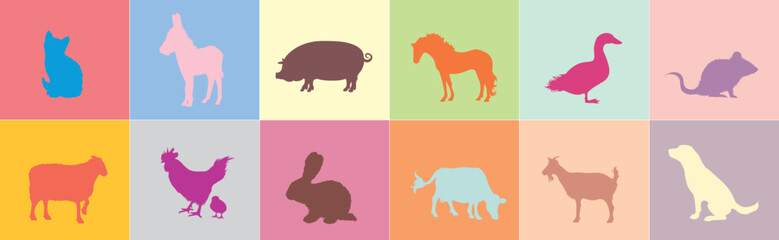 Collection of farm animals.