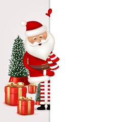 Christmas and New Year greeting card with Santa Claus.