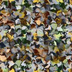 Camouflage wavy marble seamless pattern. Gradient blur for camo bohemian backdrop. Textured vintage wallpaper. 