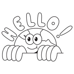 Hello Earth Sticker Pack Outline 2D Illustration