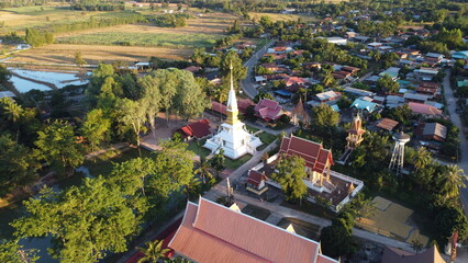 Aerial view of  temple and temple in Nong bua lumphu Historical Park