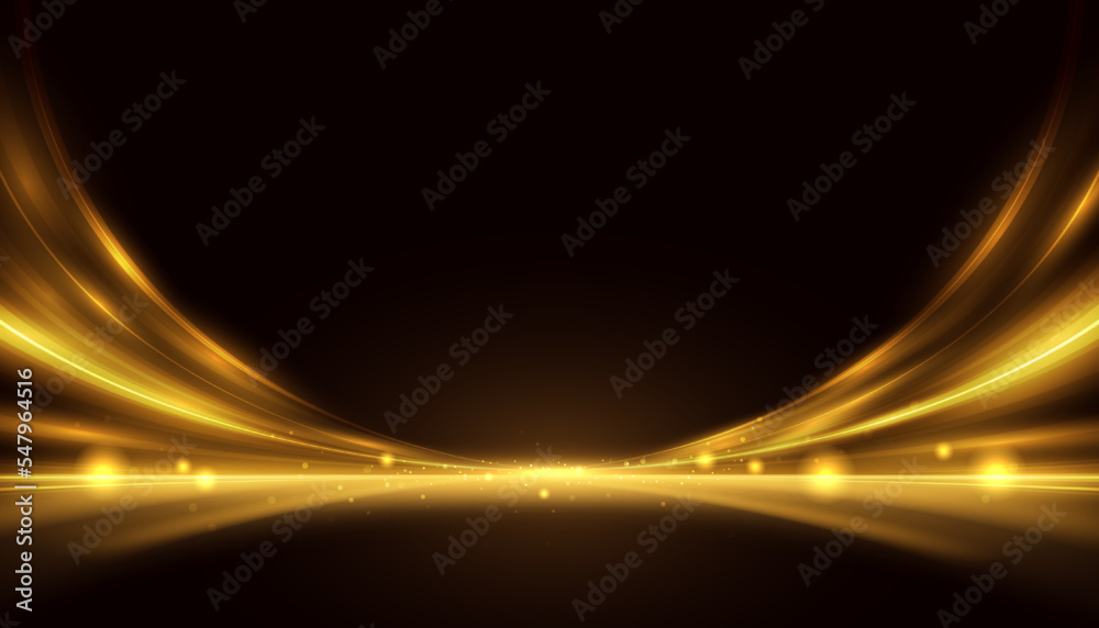 Aufkleber Abstract golden light. Modern high-speed effect. Futuristic dynamic motion technology. Motion pattern for banner or poster design background idea. Vector eps10.