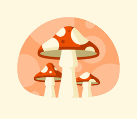 Icon vector mushroom illustration. Toadstool, Fly agaric mushrooms, Amanita muscaria, 