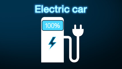 Electric car dashboard display. Electric Car Charging Indicating the Progress of the Charging, electric vehicle battery indicator showing an increasing battery charge