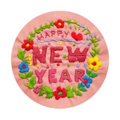 happy new year craft embroidery handmade leisure hobby sewing illustration design art pattern frame flower floral template