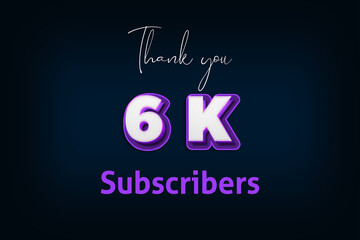 6 K  subscribers celebration greeting banner with Purple 3D Design