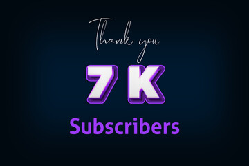 7 K  subscribers celebration greeting banner with Purple 3D Design