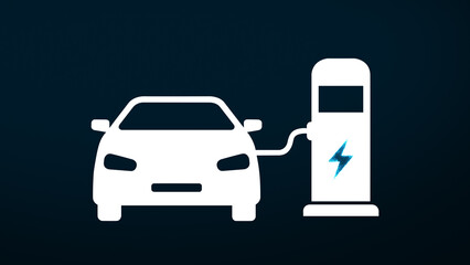 Electric car dashboard display. Electric Car Charging Indicating the Progress of the Charging, electric vehicle battery indicator showing an increasing battery charge
