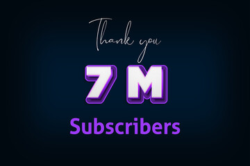 7 Million  subscribers celebration greeting banner with Purple 3D Design