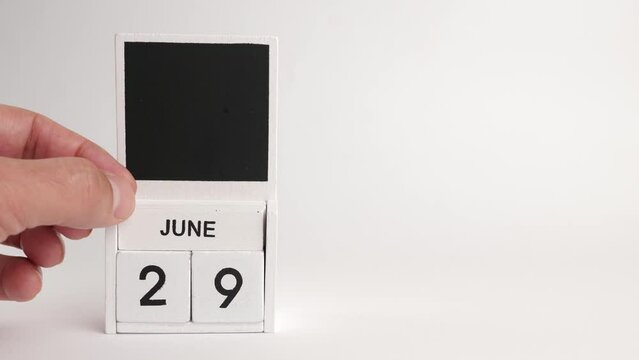 Calendar with date June 29 and space for designers. Illustration for an event of a certain date.