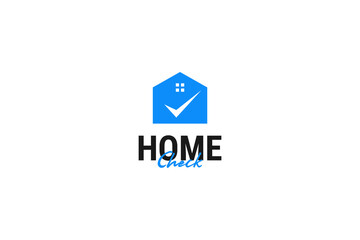 Flat check house logo design vector template illustration
