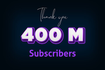 Obraz premium 400 Million subscribers celebration greeting banner with Purple 3D Design