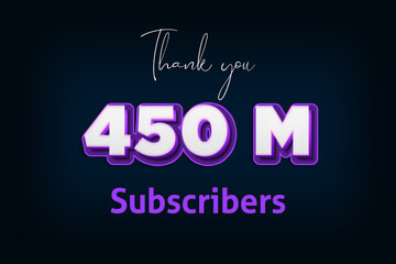 450 Million  subscribers celebration greeting banner with Purple 3D Design