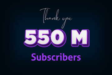 550 Million  subscribers celebration greeting banner with Purple 3D Design