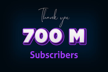 700 Million  subscribers celebration greeting banner with Purple 3D Design
