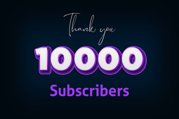 10000 subscribers celebration greeting banner with Purple 3D Design