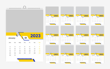 2023 calendar design template, 12 page 2023 creative wall calendar design template