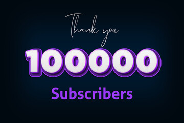 Fototapeta premium 100000 subscribers celebration greeting banner with Purple 3D Design