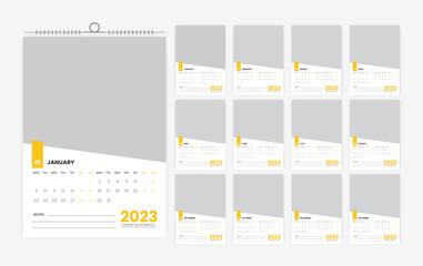 Fototapeta na wymiar 2023 calendar design template, 12 page 2023 creative wall calendar design template